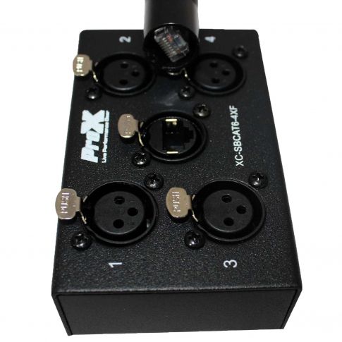 ProX XC-SBCAT6-4XF 4 Channel Cat6 Portable Snake Box - (4) XLR Female Connectors Side Angle