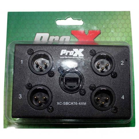 ProX XC-SBCAT6-4XM 4 Channel Cat6 Portable Snake Box - (4) XLR Male Connectors