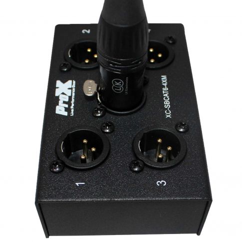 ProX XC-SBCAT6-4XM 4 Channel Cat6 Portable Snake Box - (4) XLR Male Connectors Side Angle