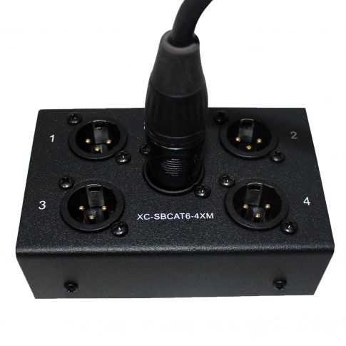 ProX XC-SBCAT6-4XM 4 Channel Cat6 Portable Snake Box - (4) XLR Male Connectors In Use