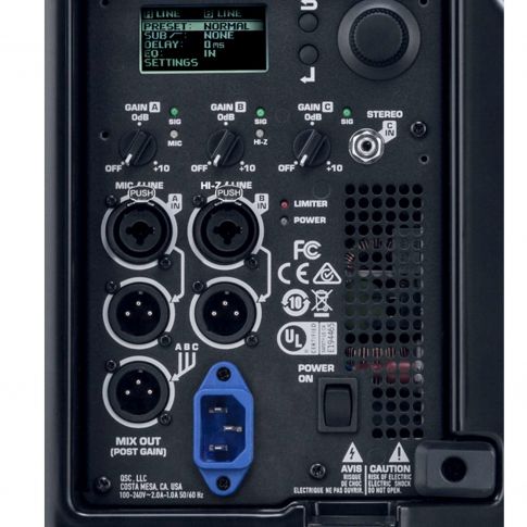 QSC K10.2 K2 Series 10" Two-Way 2000W Powered Loudspeaker I/O Panel Close-up