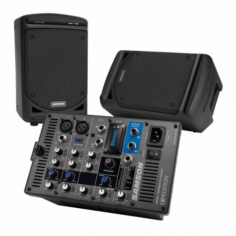 Samson Expedition XP300 300-Watt 6 inch 2-way Portable PA Monitors with 6-channel Powered Mixer & Bluetooth Group 2