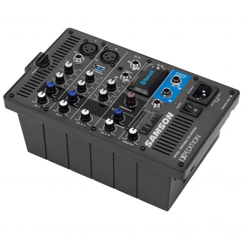 Samson Expedition XP300 300-Watt 6 inch 2-way Portable PA Monitors with 6-channel Powered Mixer & Bluetooth Mixer Angle