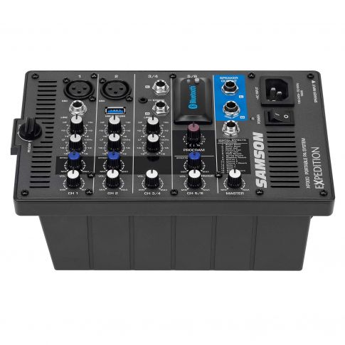 Samson Expedition XP300 300-Watt 6 inch 2-way Portable PA Monitors with 6-channel Powered Mixer & Bluetooth Mixer Front