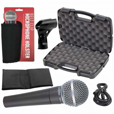 Shure SM58 Cardioid Dynamic Microphone & XLR Cable Bundle with Stand