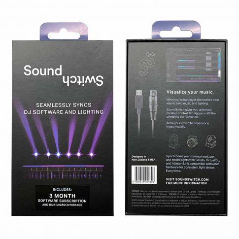 SoundSwitch Micro DMX Interface Retail Box Front and Back
