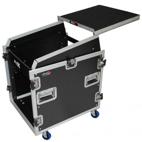 ProX 12U Rack Front load 13U Top Mixer DJ Combo Flight Case w Laptop Shelf & Casters [T-12MRSS13ULT]