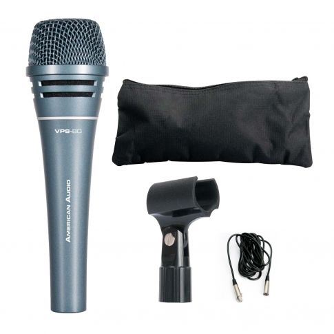 American Audio VPS-80 Supercardioid Dynamic All-Purpose Microphone with 15' Cable & Accessories