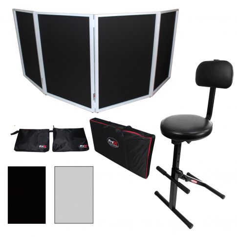 White Aluminum 4 Panel Scrim Facade with Ultimate Support JS-MPF100 Music Performance Chair Package
