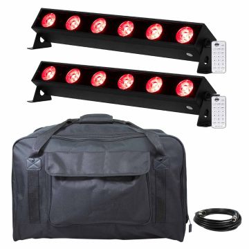(2) ADJ UBL6H 22.50" Linear Wash Lights with Cable and Carry Case Package