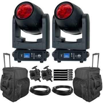 (2) ADJ Focus Beam LED 80W LED Moving Heads with Protective Transport Bags Package