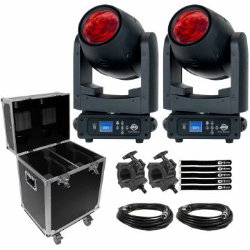 (2) ADJ Focus Beam LED 80W LED Moving Heads with Case Package