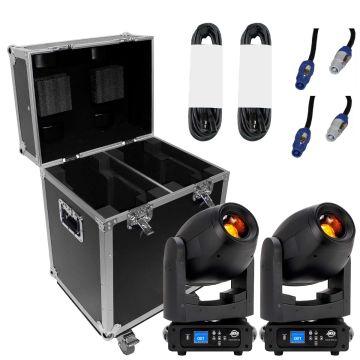 (2) ADJ Focus Spot 4Z 200W LED Moving Head Spots with Road Case Package