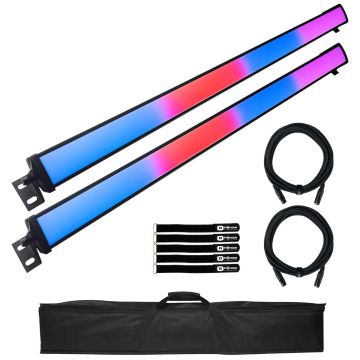 (2) Blizzard Lighting StormChaser Supercell 1-Meter LED Wash + Pixel Effect Bar Lights with Gear Carry Bag Package