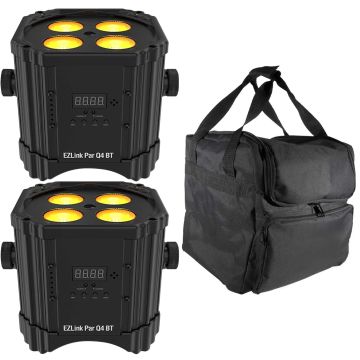 (2) Chauvet DJ EZ Link Par Q4 BT Bluetooth Quad-Color LED Pars with Carry Case Package