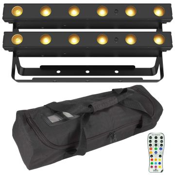 (2) Chauvet DJ EZ Link Strip Q6 BT Wireless Quad-Color Wash Lights with Infrared Remote & Carry Case Package