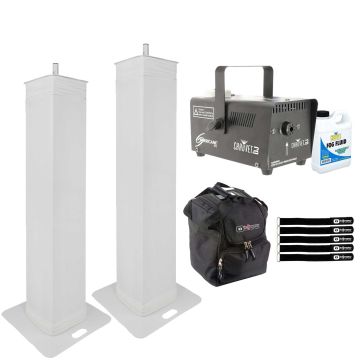 (2) ColorKey CKU-8010 LS8 8ft Adjustable Height Lighting Podium Stands with Protective Lighting / Utility Case Package