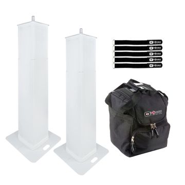 (2) ColorKey CKU-8020 LS6 6ft Adjustable Height Lighting Podium Stands with Protective Lighting / Utility Case Package