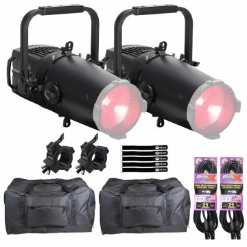 Elation Professional KL Profile FC 300W RGBMA LED Zoom Profile Lights with Carrying Tote Bags Duo Package