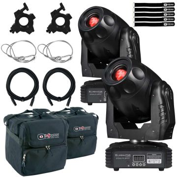 Eliminator Lighting Stealth Spot 60W LED Moving Head Spot Lights with Carry Cases Dual Package