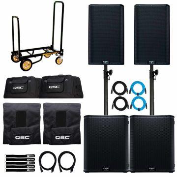2x QSC K12.2 K2 Series Two-Way 12" Powered Loudspeakers with 2x KS118 18" Subwoofers Package