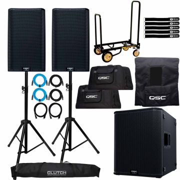(2) QSC K12.2 K2 Series Two-Way 12" Powered Loudspeakers with KS118 18" Active Subwoofer Package