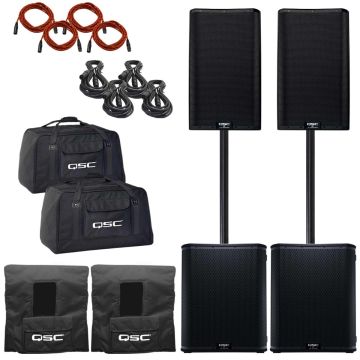 (2) QSC K12.2 K2 Series Two-Way 2000W Powered Loudspeakers and 18" Subwoofers Package