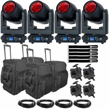 (4) ADJ Focus Beam LED 80W LED Moving Heads with Protective Transport Bags Package