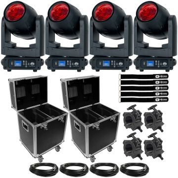 (4) ADJ Focus Beam LED 80W LED Moving Heads with Case Package