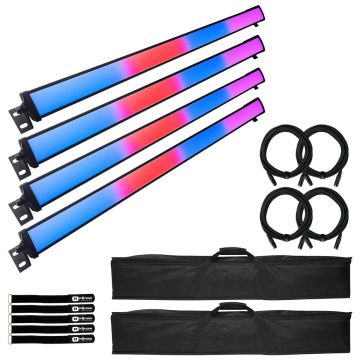 (4) Blizzard Lighting StormChaser Supercell 1-Meter LED Wash + Pixel Effect Bar Lights with Gear Carry Bags Package