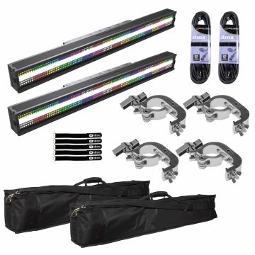 ADJ JOLT BAR FXIP IP65-Rated Professional RGBCW LED Linear Strobe/Effect Fixture 2-Pack with Gear Bags Package