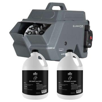 Eliminator Lighting BUBBLETRON EXL Portable Bubble Machine Packaged with (2) Gallons Universal Bubble Machine Refill Fluid