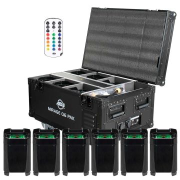 ADJ MIRAGE Q6 PAK BLACK All-In-One Event Up Lighting System with (6) IP65 Battery-Powered Fixtures & Charging Flight Case in Black