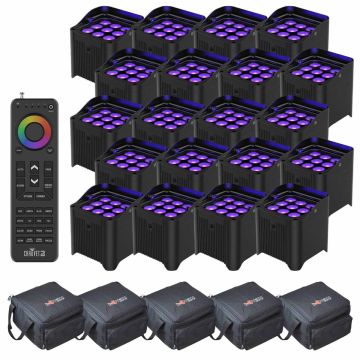 Chauvet DJ Freedom Par H9 IP TRUE Wireless, Battery-Operated Hex-Color LED Uplights Twenty Package with Handheld Remote