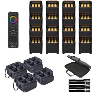 Chauvet DJ Freedom Par Q9 TRUE Wireless, Battery-Operated Quad-Color (RGBA) LED Uplight Sixteen Package with Handheld Remote