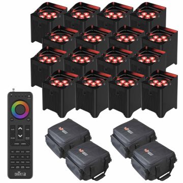 Chauvet DJ Freedom Par T6 Tri-Color (RGB) LED Uplights Sixteen Package with Handheld Remote