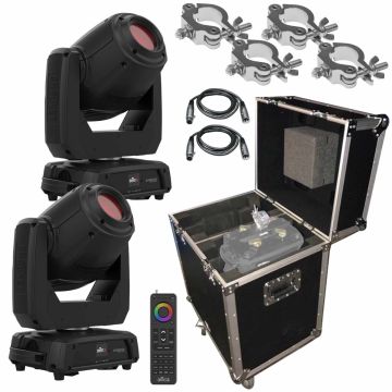 (2) Chauvet DJ Intimidator Spot 375ZX 150 W LED Moving Head Lights Packaged with Remote Control and Case