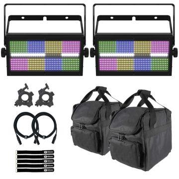 Chauvet DJ Shocker Panel FX Versatile Blinder/Wash/Strobe Light 2-Pack with Gear Bags Package