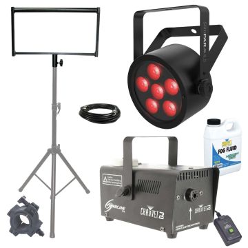 Chauvet DJ SLIMPARH6ILS ILS Low-Profile RGBAW+UV LED Wash Light with Fog Machine & Lighting Bracket Package