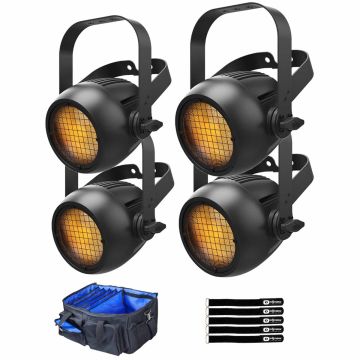 Chauvet Professional Strike P38 90W Warm White LED Blinder and Strobe Lights 4 Package with Utility Transport Bag