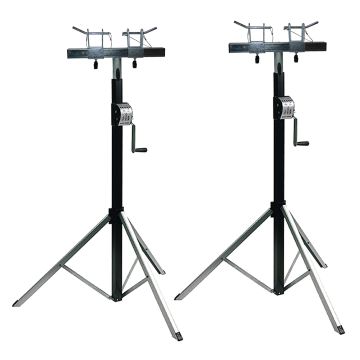 (2) Global Truss DT-3800L 12FT Smart Crank Stands & T-Adapters Package