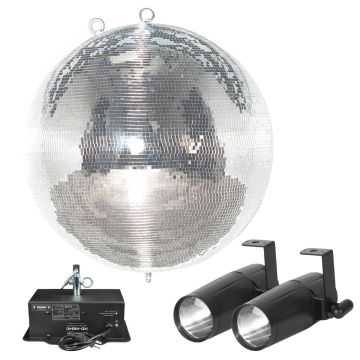 Eliminator Lighting EM30 30" Mirror Ball with Motor and (2) Pinspot Lighting Fixtures Package