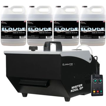 Eliminator Lighting MISTER KOOL EP Low-Lying Fog Machine with 4 Gallons of Fog Fluid Package