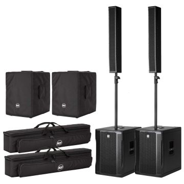 RCF EVOX 12 Active Portable 2-Way Array PA System & Protective Cover Pair Package