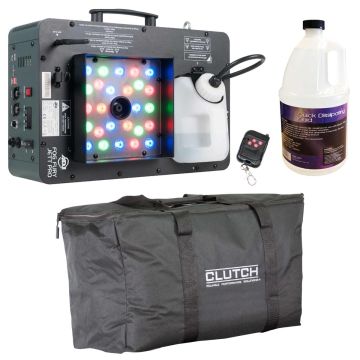 ADJ Fog Fury Jett Pro Fog Machine with Quick Dissipating Fog Fluid and Carry Case Package