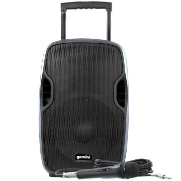 Gemini DJ AS-12TOGO 12" Active Battery Powered Bluetooth Loudspeaker with Wired Handheld Microphone
