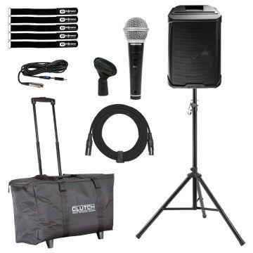 Gemini GPSS-650 6.5" High Power Active Bluetooth PA Speaker with Tripod Speaker Stand & Case Package