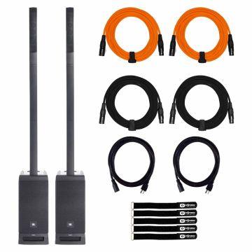 JBL IRX ONE Powered Column PA Speaker with Bluetooth 2-Pack with Cables Package