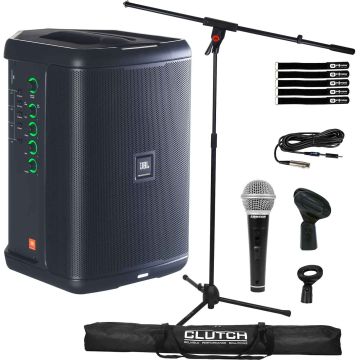 JBL Professional Eon One Compact Portable PA System with Handheld Dynamic Vocal Microphone Package