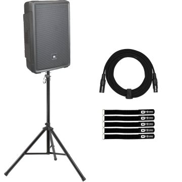 JBL Professional IRX112BT Powered 12" Portable Bluetooth Speaker with Tripod Speaker Stand Package